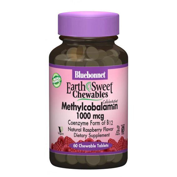 Метилкобаламін Bluebonnet Nutrition Earth Sweet Chewables Methylcobalamin 1000 mcg 60 Chewable Tabs Natural Raspberry Flavor