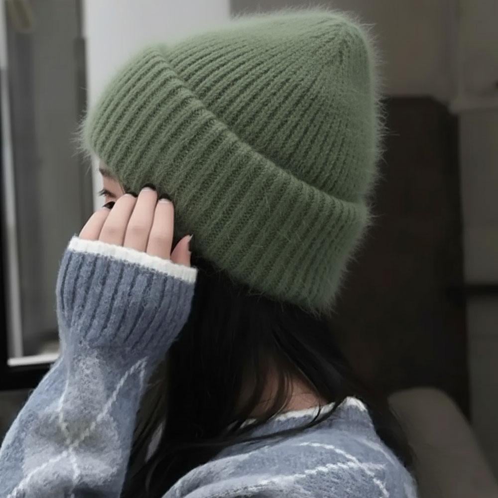 Шапка женская зимняя из ангорки Оливковый (TA0086_4) - фото 3