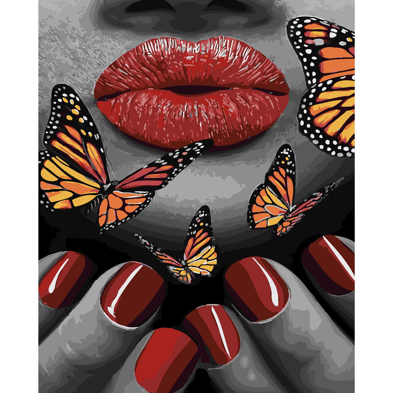 Картина за номерами Strateg Поцілунок метелика 40х50 см (SY6201)