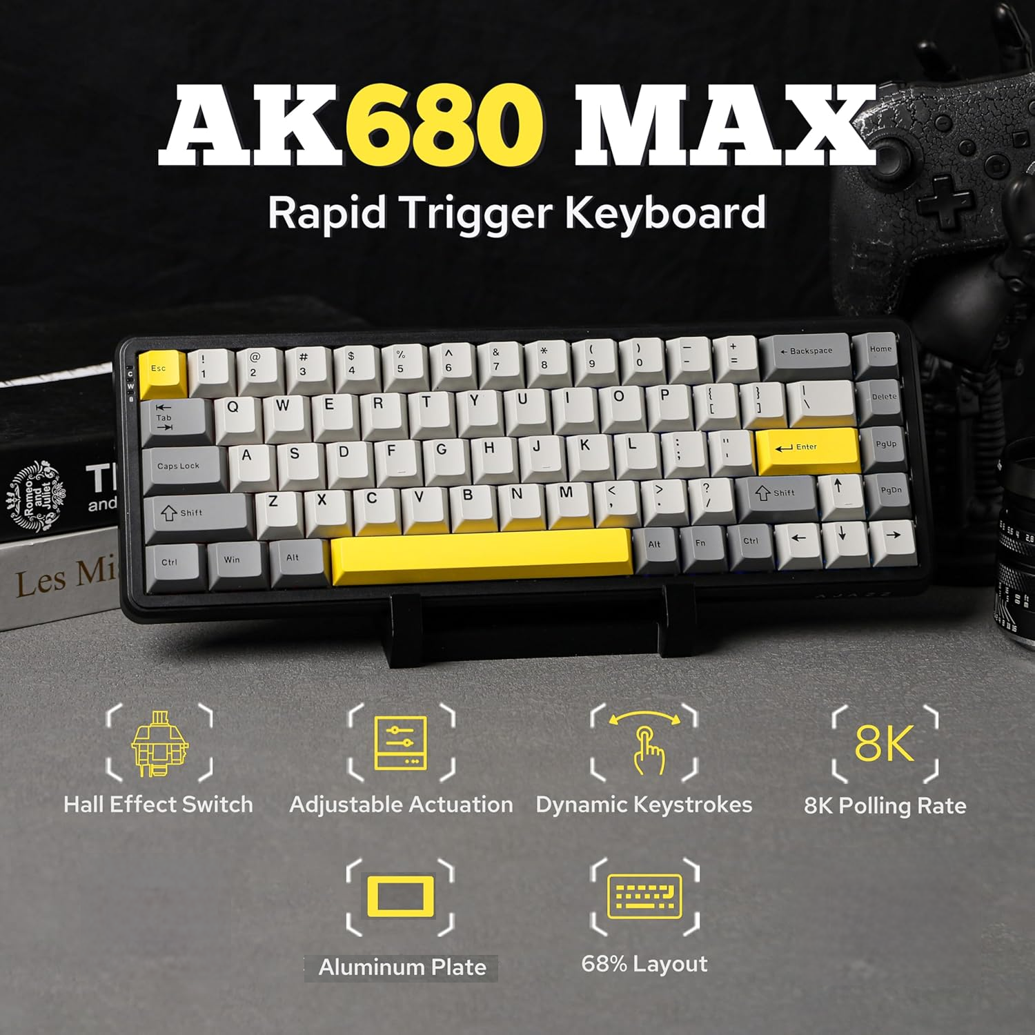 Клавиатура проводная AJAZZ AK680 MAX Flagship Edition Magnetic Switch Grey (2000169) - фото 9 Клавиатура проводная AJAZZ AK680 MAX Flagship Edition Magnetic Switch Grey (2000169) - фото 9