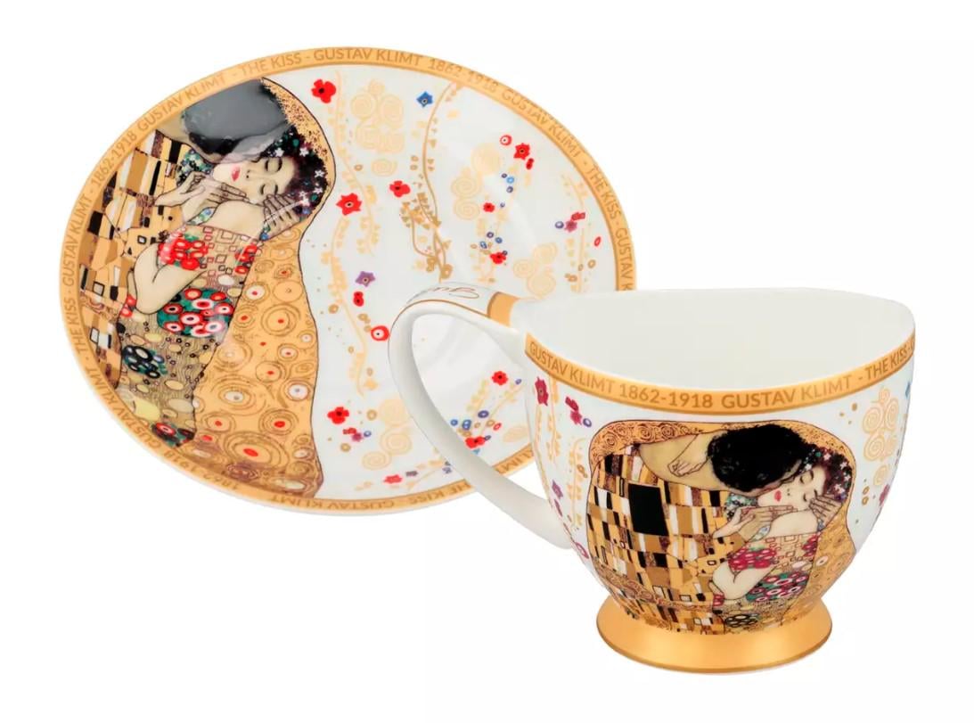 Чашка фарфоровая с блюдцем Carmani Г. Климт Поцелуй белый фон 350 мл (532-3052) - фото 4 Чашка фарфоровая с блюдцем Carmani Г. Климт Поцелуй белый фон 350 мл (532-3052) - фото 4