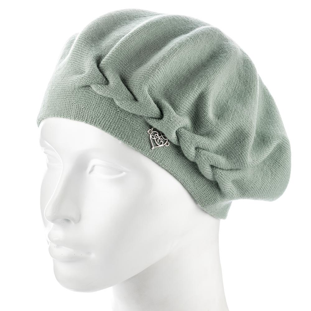 Берет жіночий подвійний збоку з візерунком Zolly ZH257 Фісташка