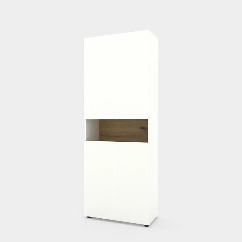 Пенал Metkas Home B002 ЛДСП 800x350x2130 мм Білий сніг/Дуб Артізан