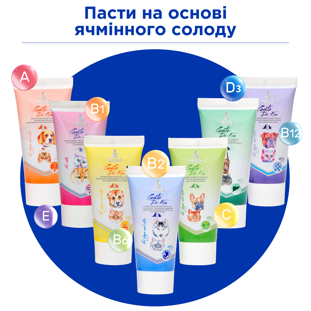 Вітаміни ModeS Paste Dr.KIS Intestinal для підтримки здоров'я шлунково-кишкового тракту котів та собак 50 г (27874725) - фото 6 Вітаміни ModeS Paste Dr.KIS Intestinal для підтримки здоров'я шлунково-кишкового тракту котів та собак 50 г (27874725) - фото 6
