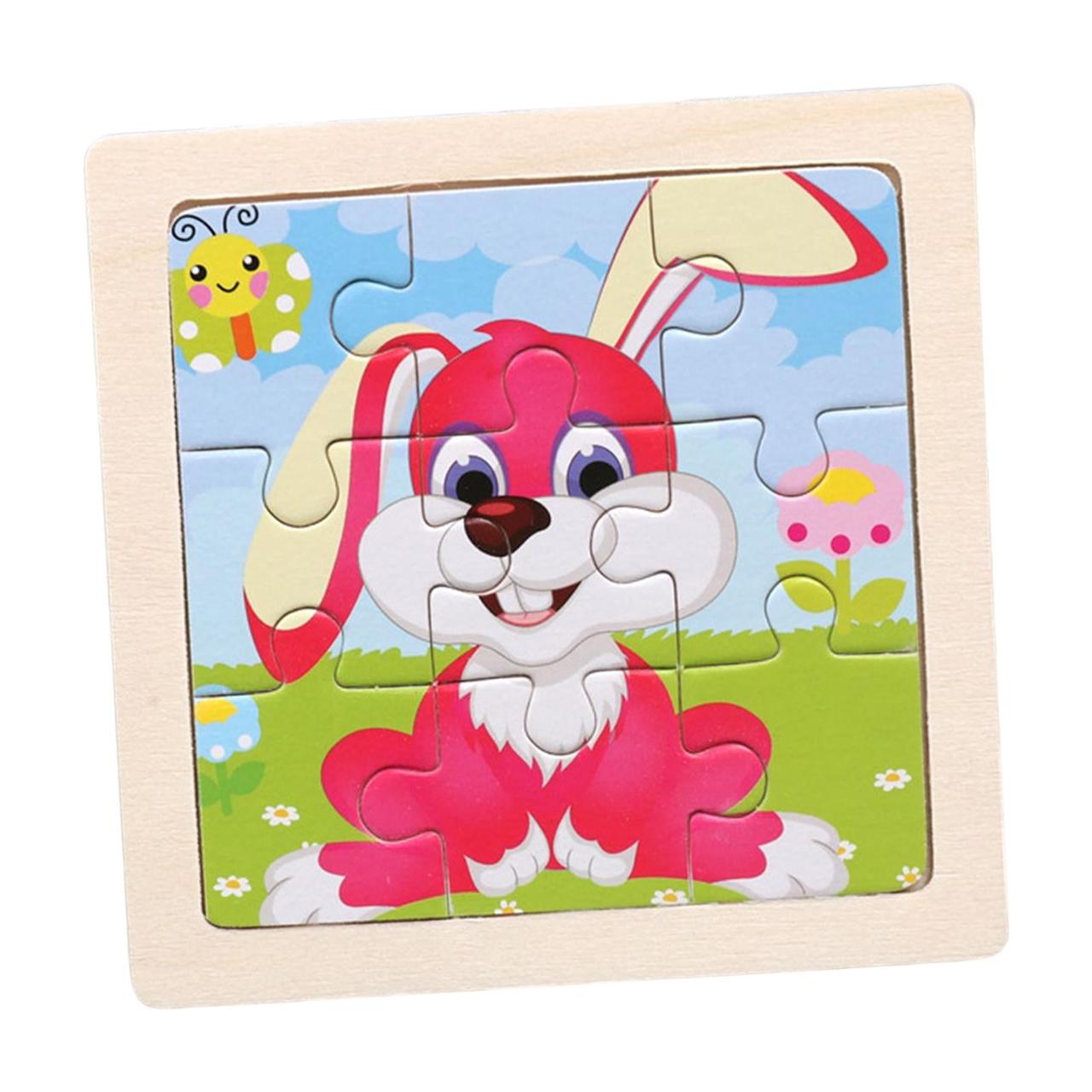 Пазл деревянный Кролик из 9 элементов 11x11 см (1893473464)