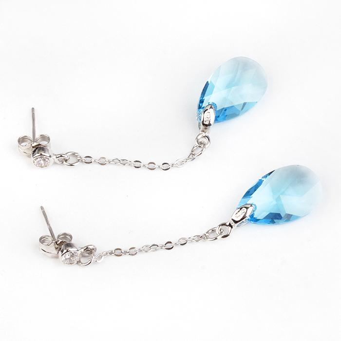 Серьги с кристаллами Сваровски Italina 97217 Прозрачный/Голубой