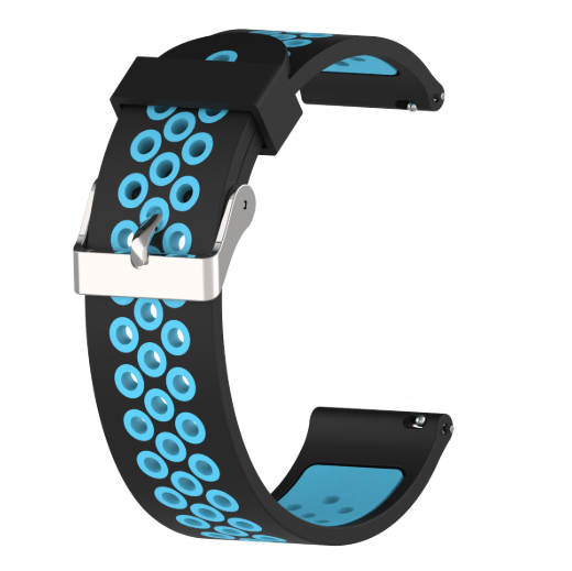 Ремешок для смарт-часов Sport силиконовый 22 мм Черный/Голубой (1894P)