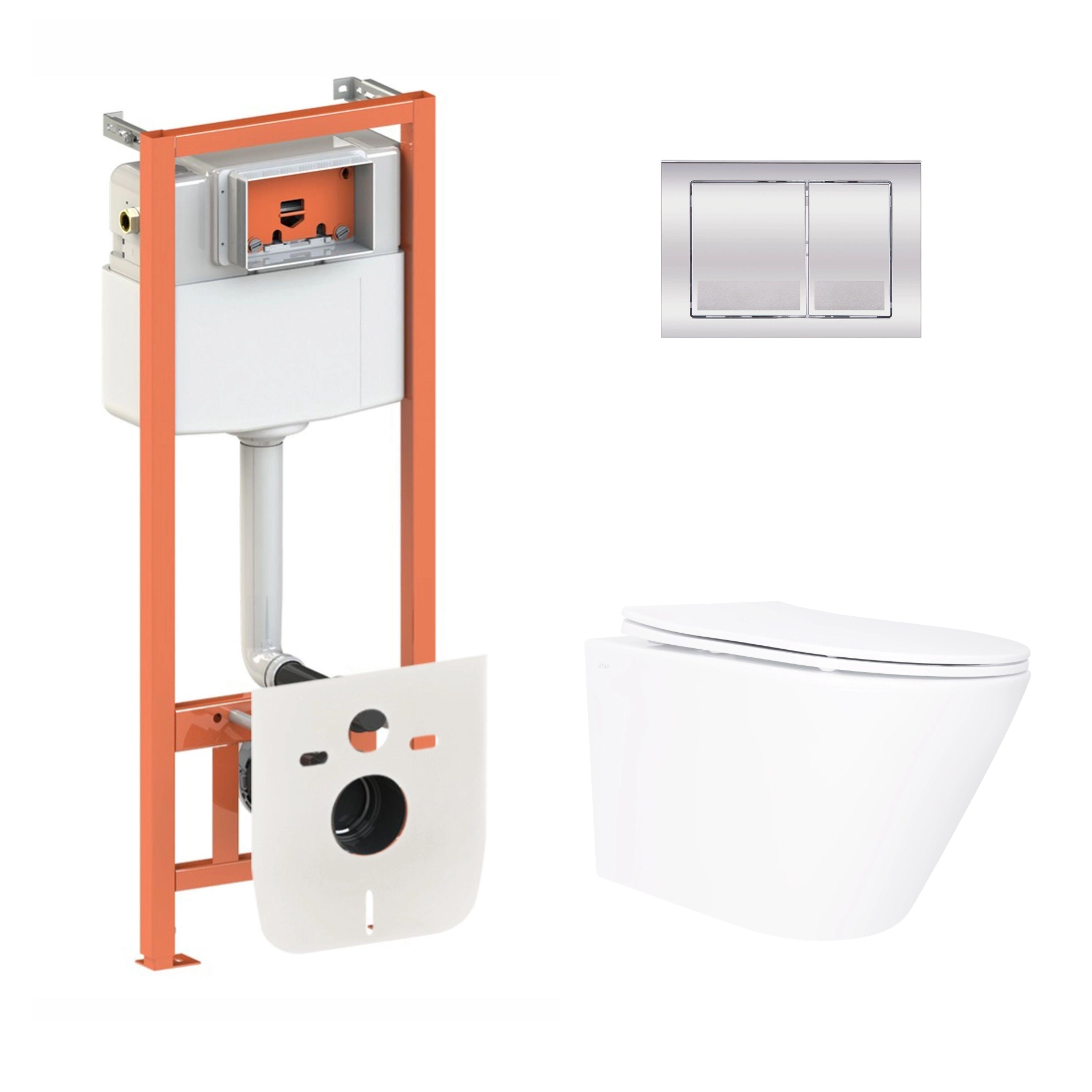 Комплект інсталяції Q-tap Nest&Swan QT16335180W48188 з унітазом кнопка Хром (253366)
