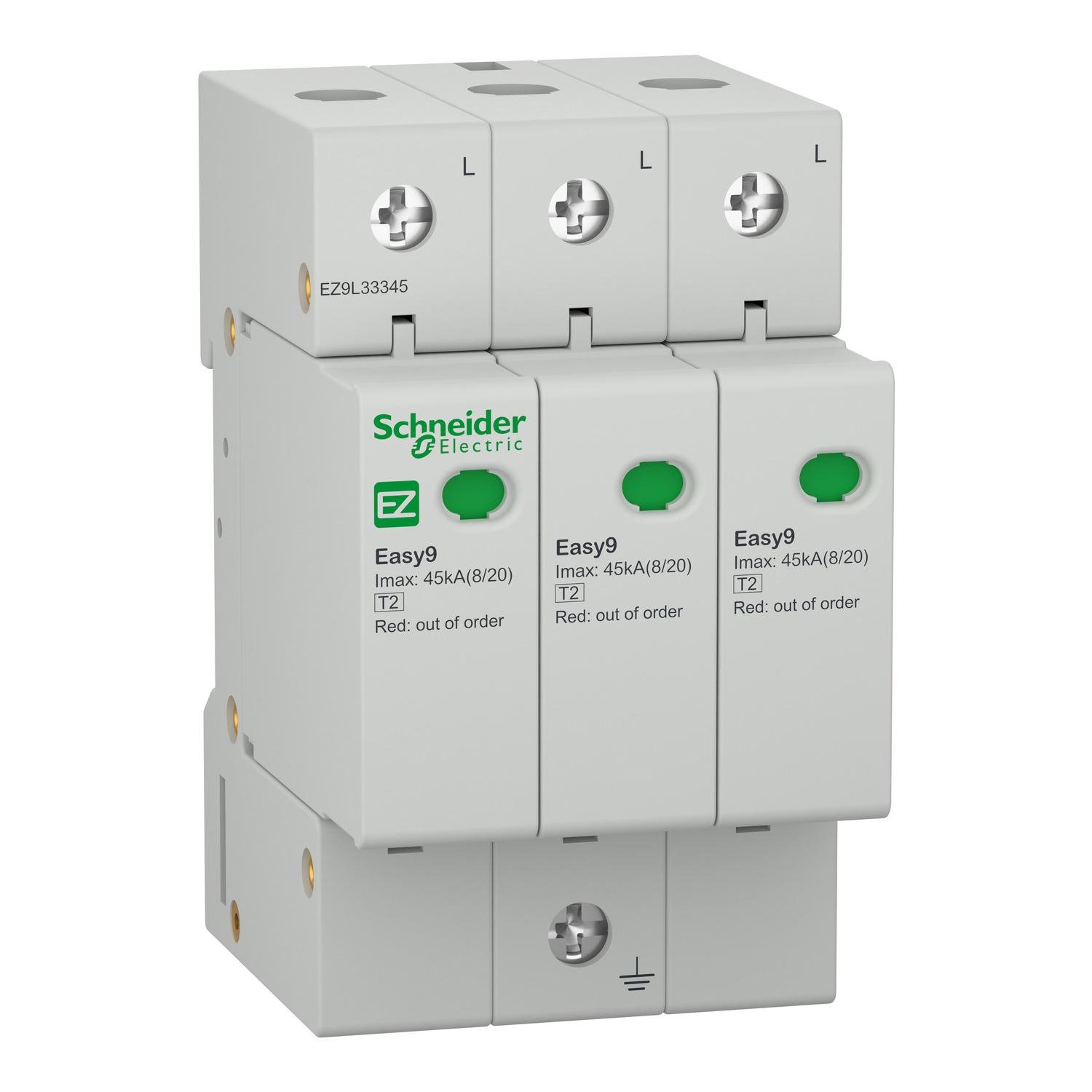 Ограничитель перенапряжения Schneider Electric EZ9 3P 45кА 275 В класс 2 (EZ9L33345)
