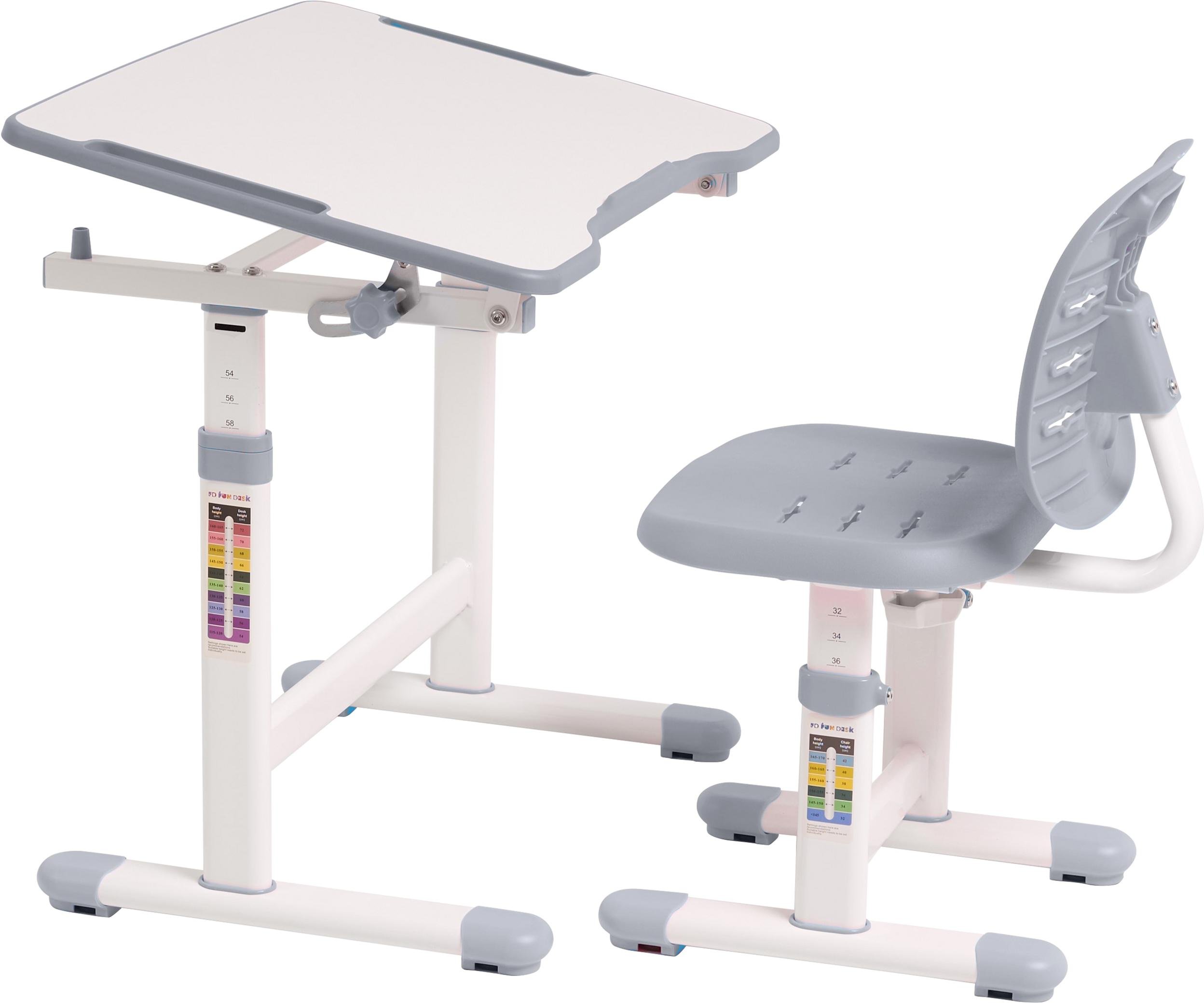 Набір шкільна парта і стілець з регулюванням висоти Fundesk Omino Grey Сірий Набір шкільна парта і стілець з регулюванням висоти Fundesk Omino Grey Сірий