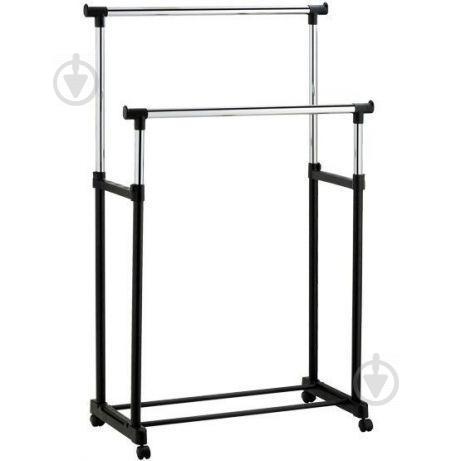 Телескопічна стійка-вішалка для одягу та взуття Double Pole Clothes Horse Чорна (000024646B) Телескопічна стійка-вішалка для одягу та взуття Double Pole Clothes Horse Чорна (000024646B)