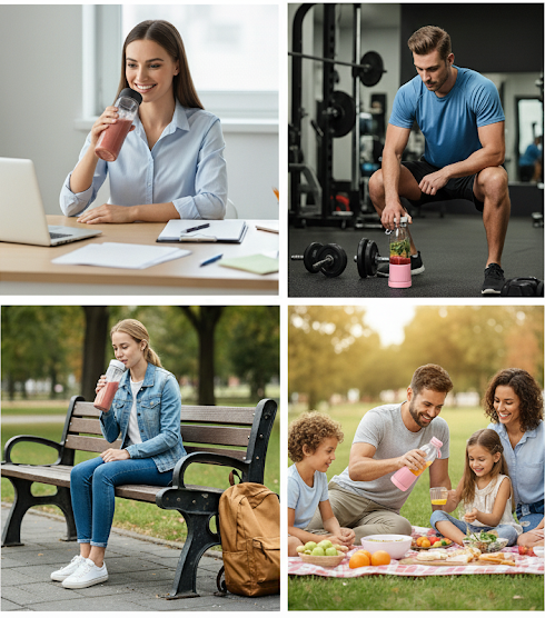 Бутылка-блендер Stenson USB компактный для путешествий и спорта 420 мл Pink (30316) - фото 2