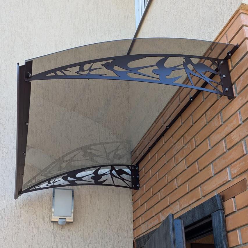 Козырек-навес Prime Ласточки монолитный поликарбонат 3 мм 150х100 см Черный шоколад (29424360)