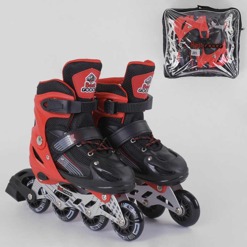 Роликові ковзани Best Roller 30-33 PVC колеса світло на передньому колесі Black/Red (98860) - фото 2