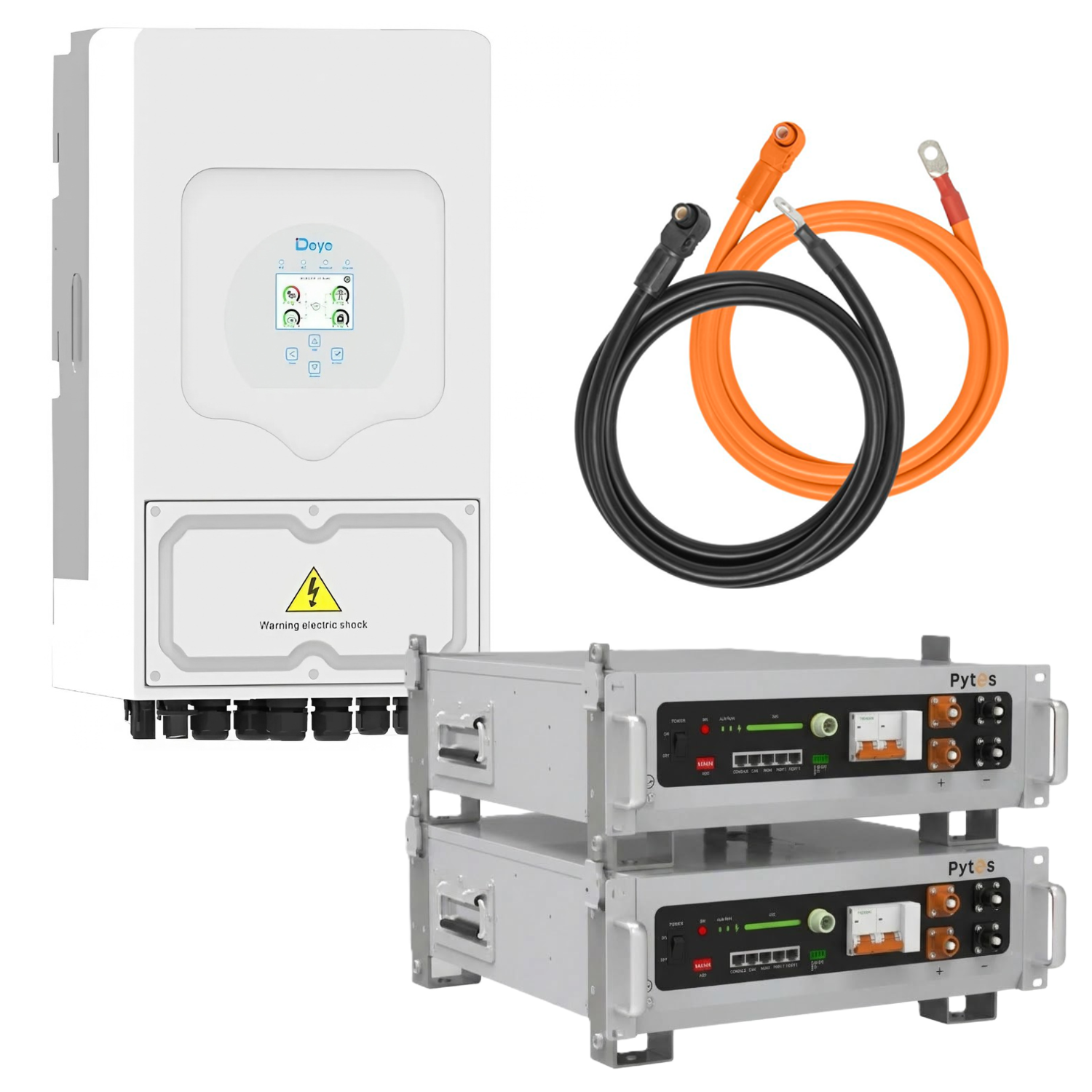 Комплект автономного энергоснабжения Deye SUN-6K-SG05LP1-EU 6 кВт и Pytes V5°α Plus H+ 2 шт. 5,12 кВт/год LiFePO4