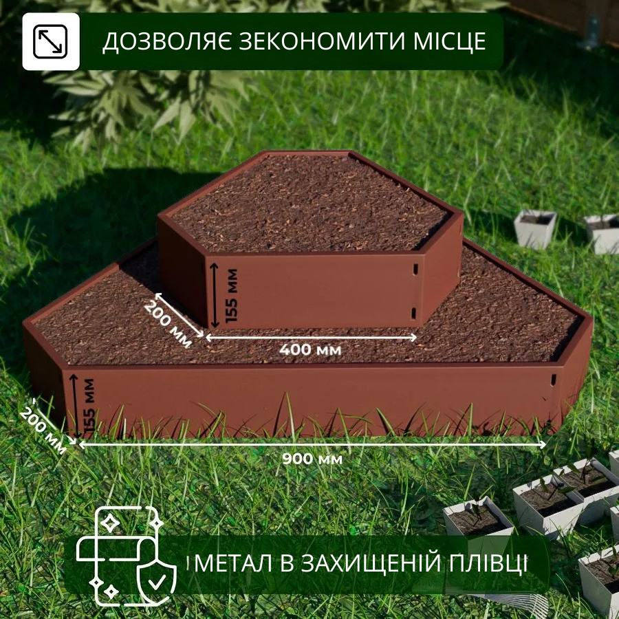 Клумба садова SIMBUD ПРО 0,9х0,9 м RAL8017 (26851680) - фото 5