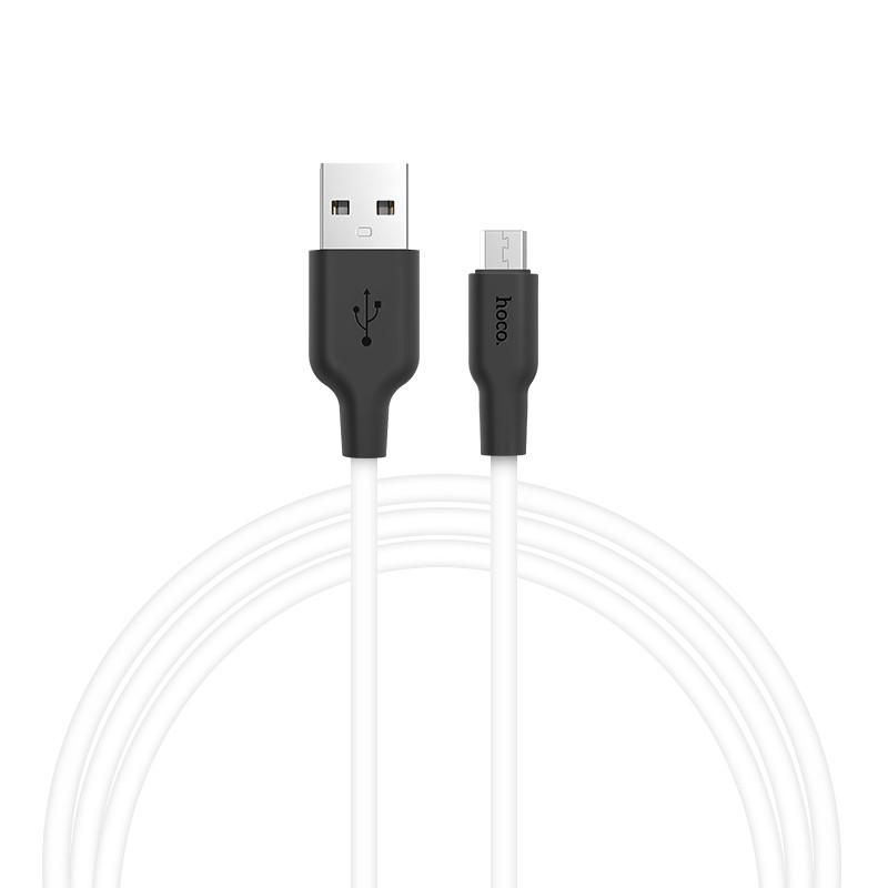 Дата-кабель Hoco X21 Silicone MicroUSB 1 м White/Black (00000032926_1)