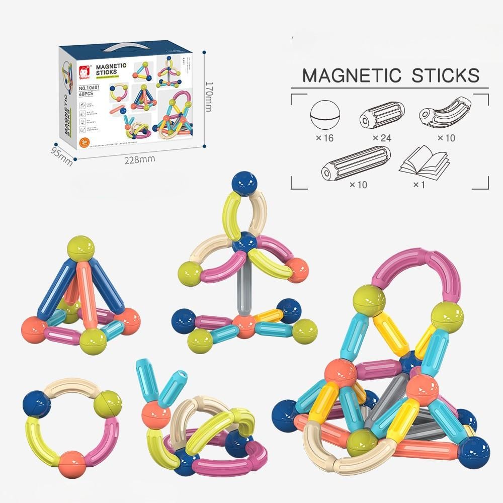 Конструктор магнітний Baoshizhi Magnetic Sticks 60 деталей (10601) - фото 3 Конструктор магнітний Baoshizhi Magnetic Sticks 60 деталей (10601) - фото 3