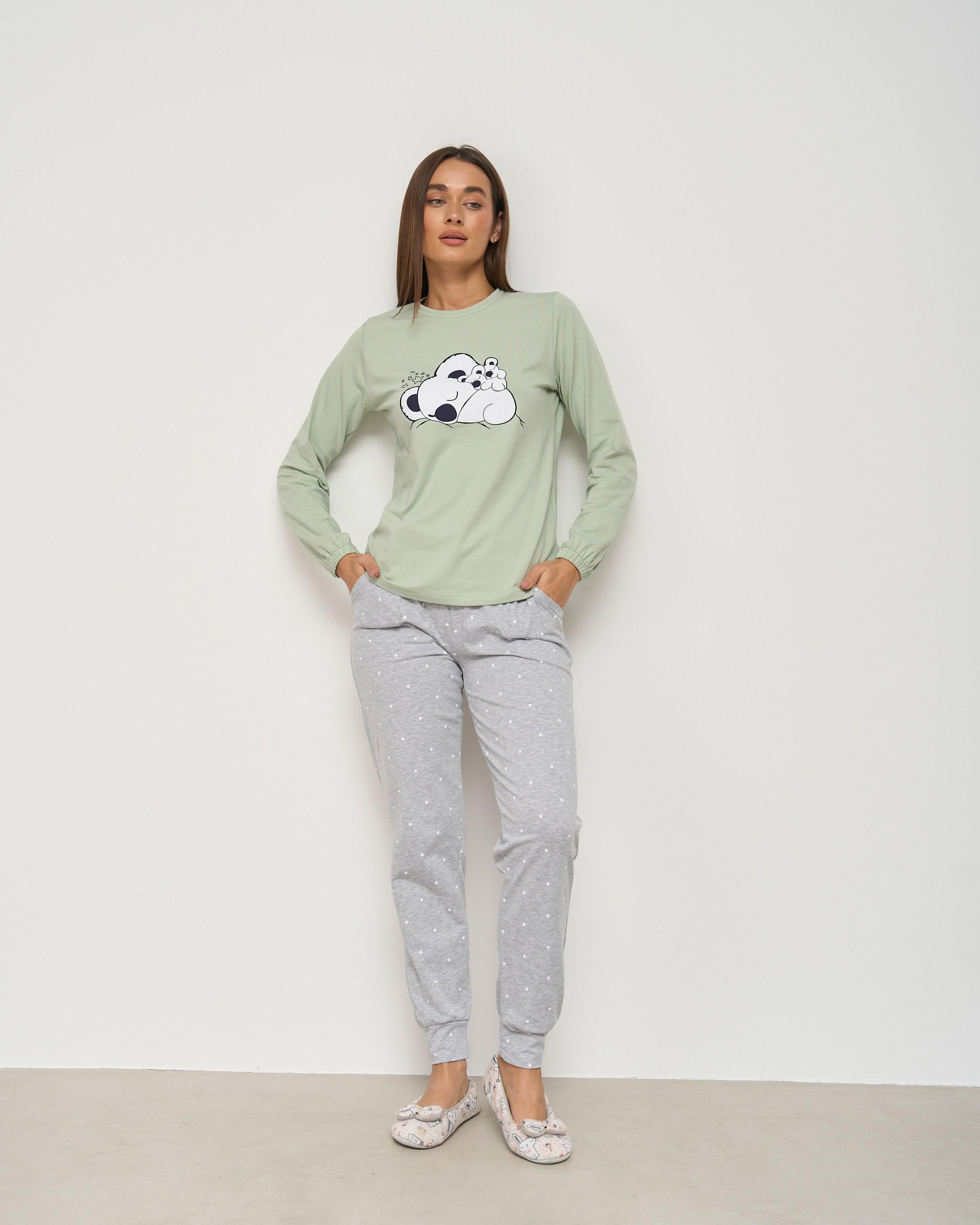 Пижама женская с брюками Горошек Коали M Мятный (96695)