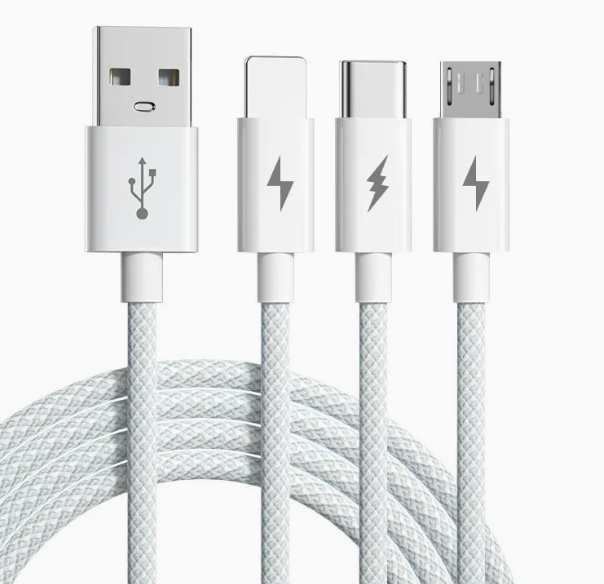 Кабель 3в1 USB-Type-C/micro USB/Lightning 1,2 м Белый (914884705)