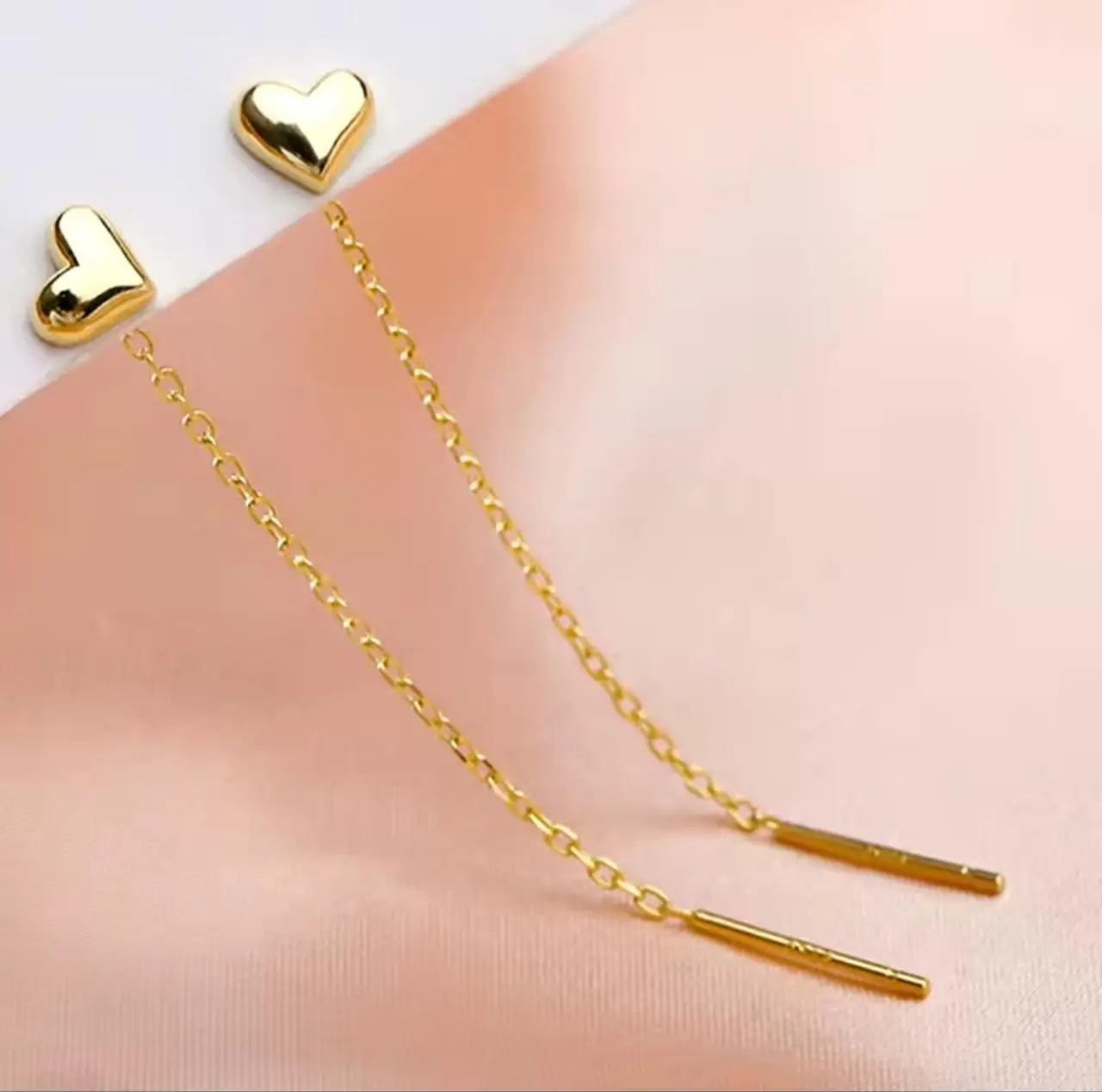 Сережки серце довгий ланцюжок з кісточками (2371119148)