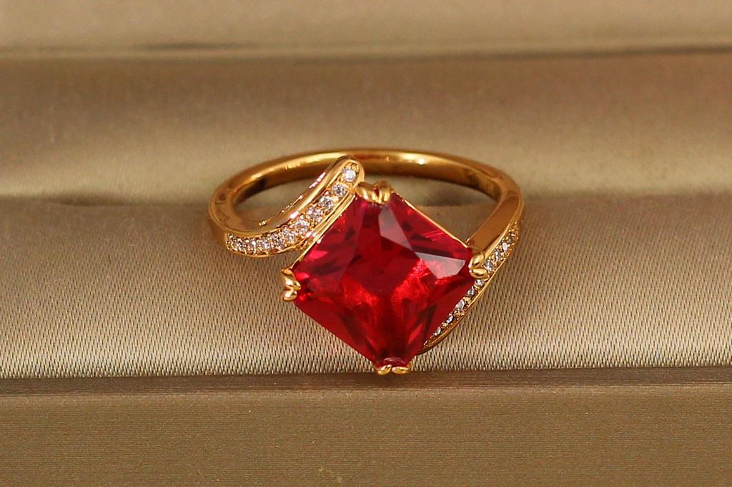 Кольцо Xuping Jewelry красный квадрат р. 16 Золотистый (1658958283)