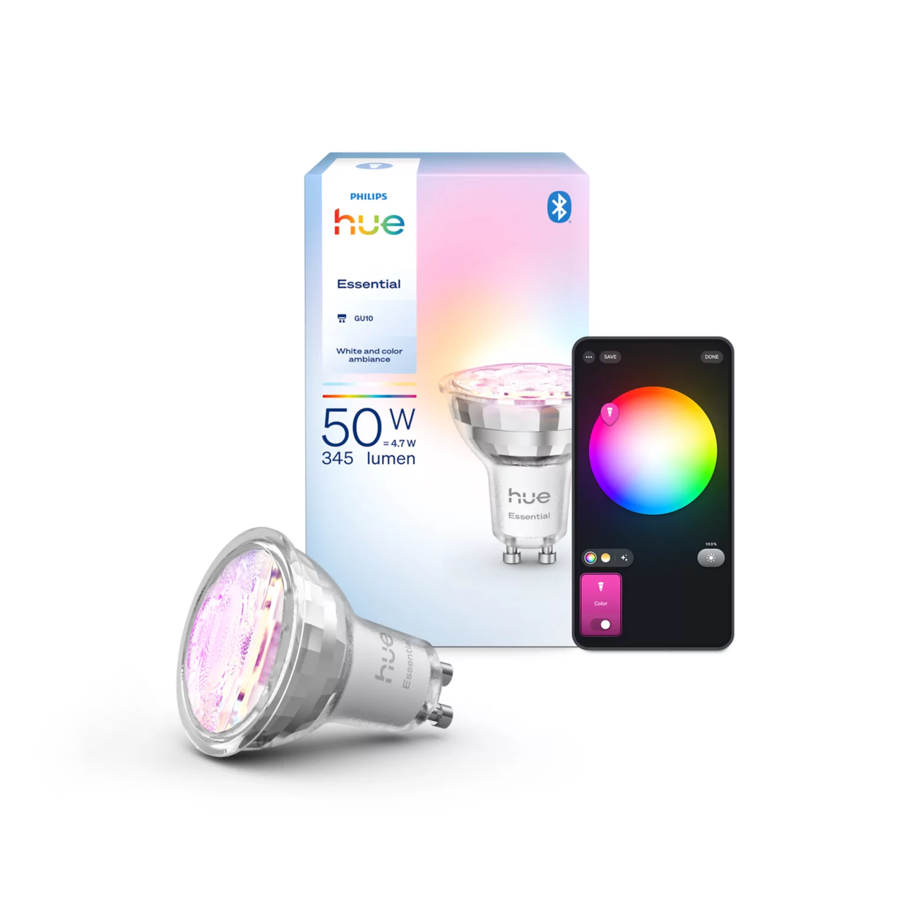 Розумна лампочка LED Philips Hue GU10 Essential White and Color 345лм 50Вт 4.7W ZigBee Bluetooth Apple HomeKit (2761705079)