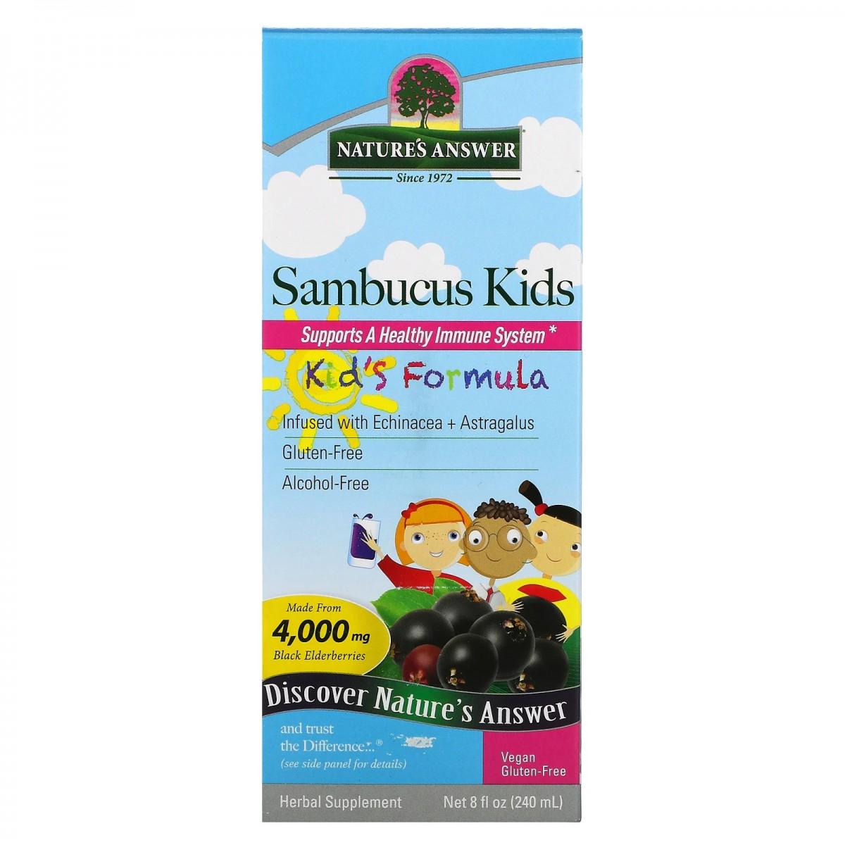 Добавка Nature's Answer Sambucus Kid's Formula з бузиною 4000 мг 240 мл (NTA-26221) Добавка Nature's Answer Sambucus Kid's Formula з бузиною 4000 мг 240 мл (NTA-26221)