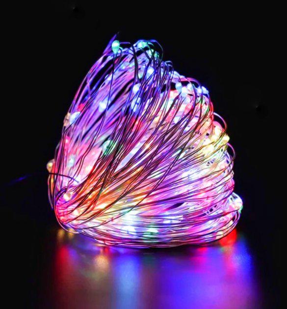 Гирлянда роса USB медный провод 100LED 10 м Multi