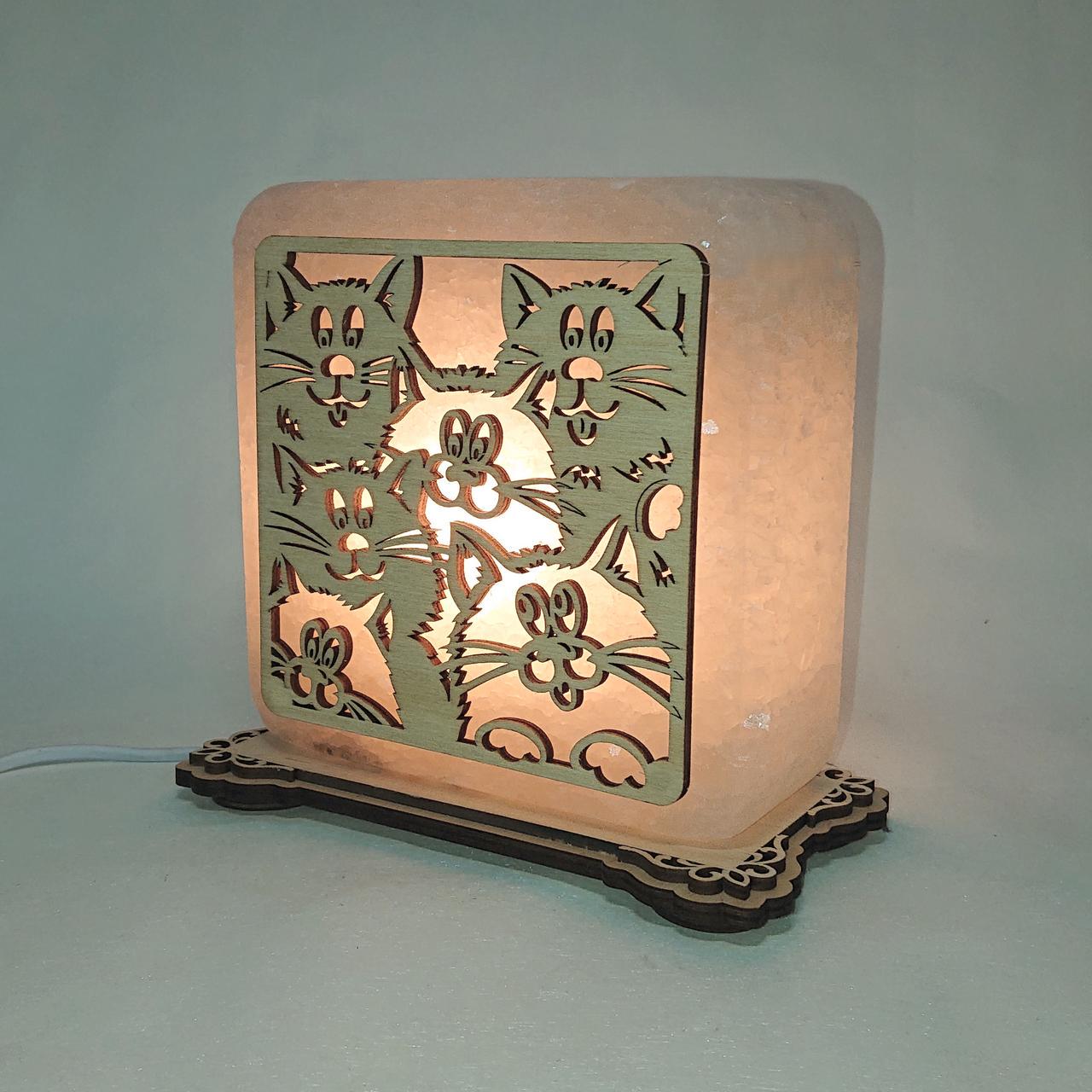 Соляной светильник Коты-2 (k-0011-y)