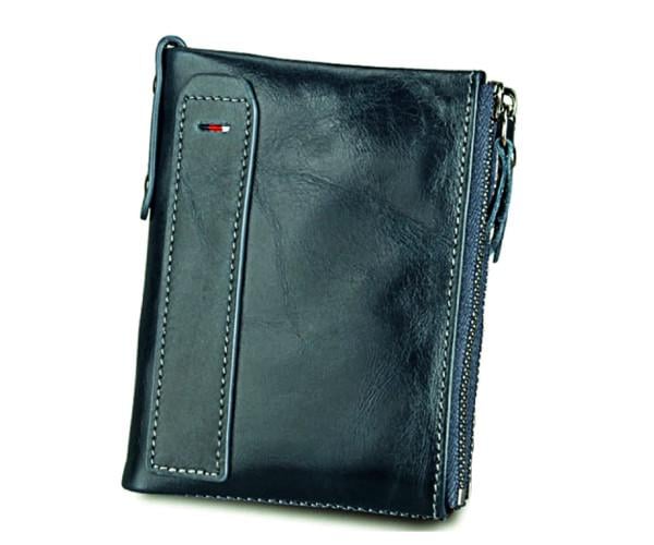 Кошелек кожаный мужской RFID Green