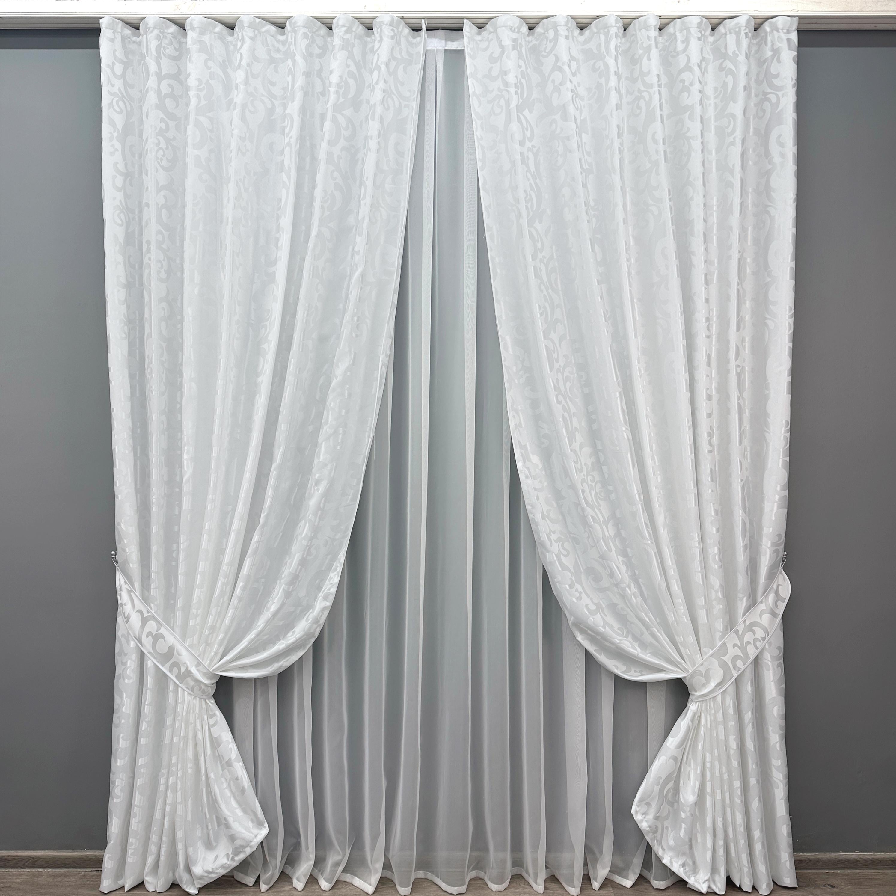 Комплект штор VR-Textil Вензель № 418ш жаккард 150х270 см 2 шт. Белый (30-159)