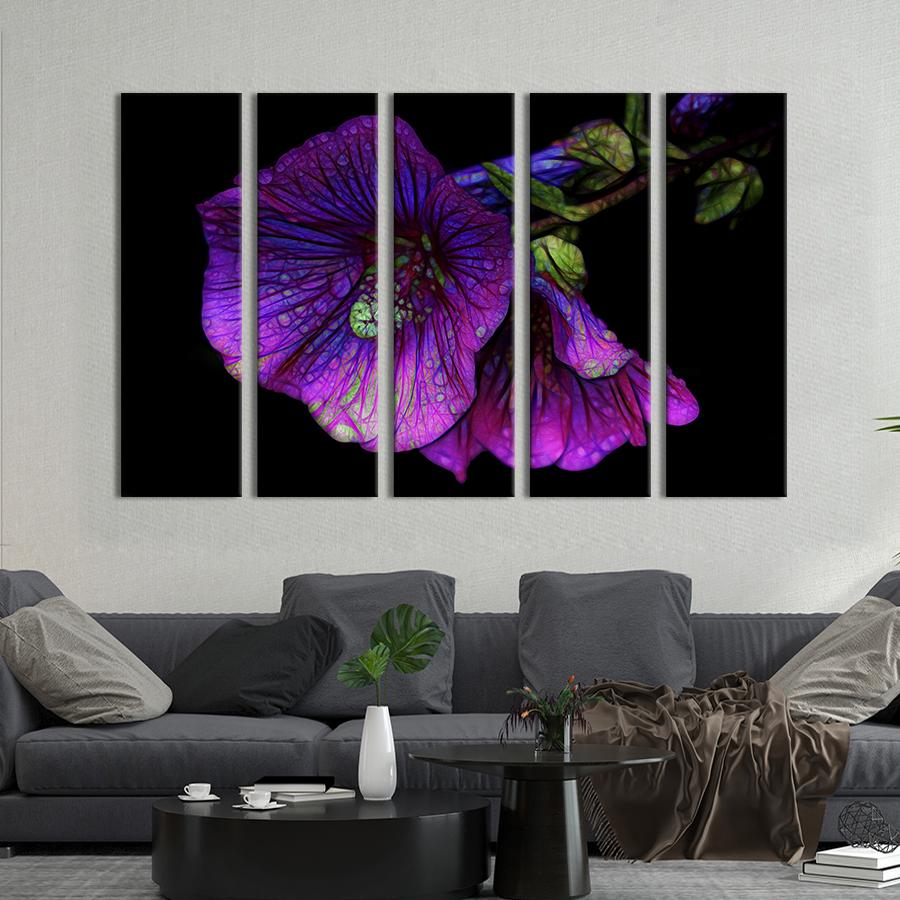 Картина на холсте Фиолетовые цветы с красивым узором 155x95 см (1001-51)