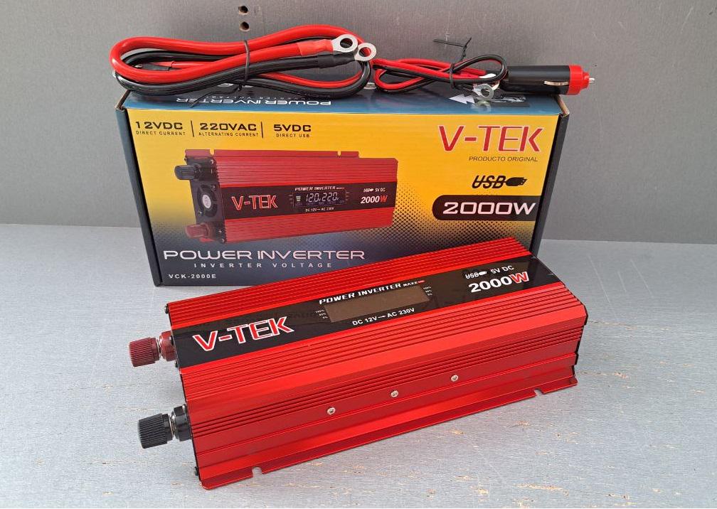 Преобразователь напряжения V-TEK 12-220V 2000W с дисплеем - фото 4