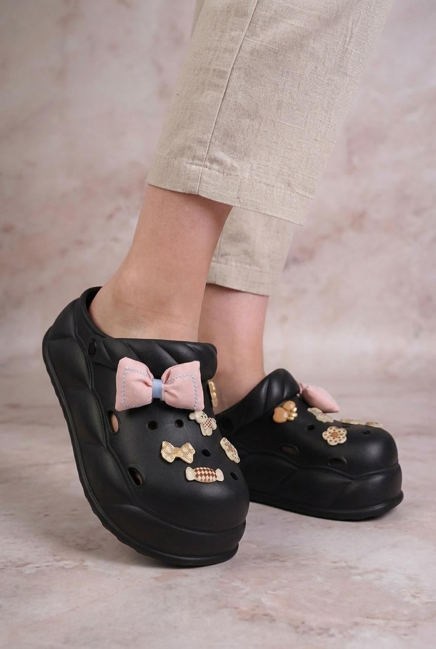 Кроксы женские Horoso 348220 с джибитсами на платформе р. 36/37 Черный