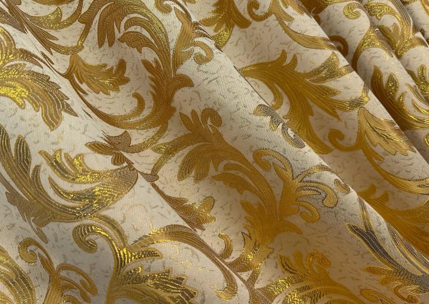 Тканина для штор жакард Завиток 1,45 м Молочний/Золотистий (1645ш) - фото 1 Тканина для штор жакард Завиток 1,45 м Молочний/Золотистий (1645ш) - фото 1