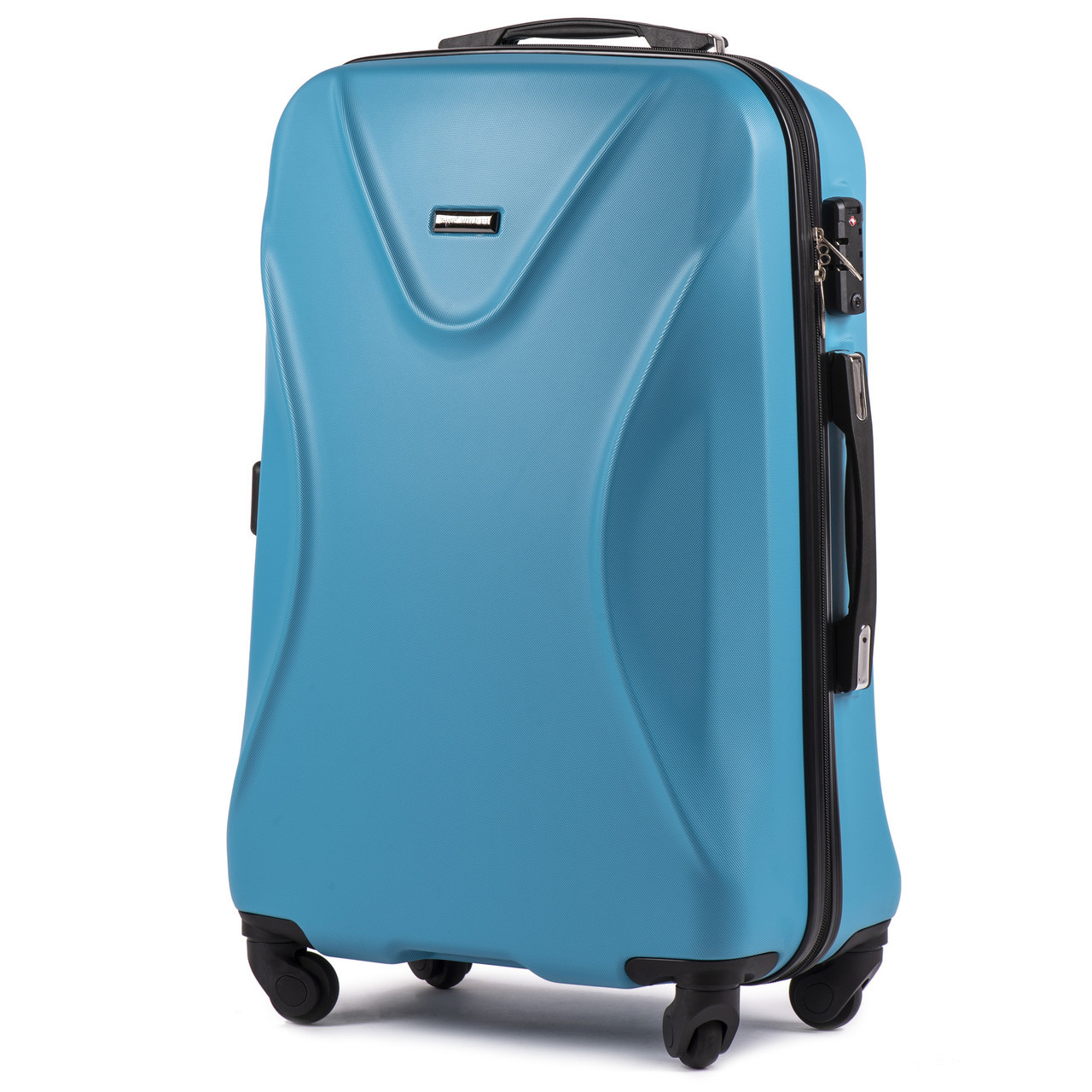 Чемодан пластиковый Wings 518 средний на 4 колесах 64х44х25 см 53 л Голубой