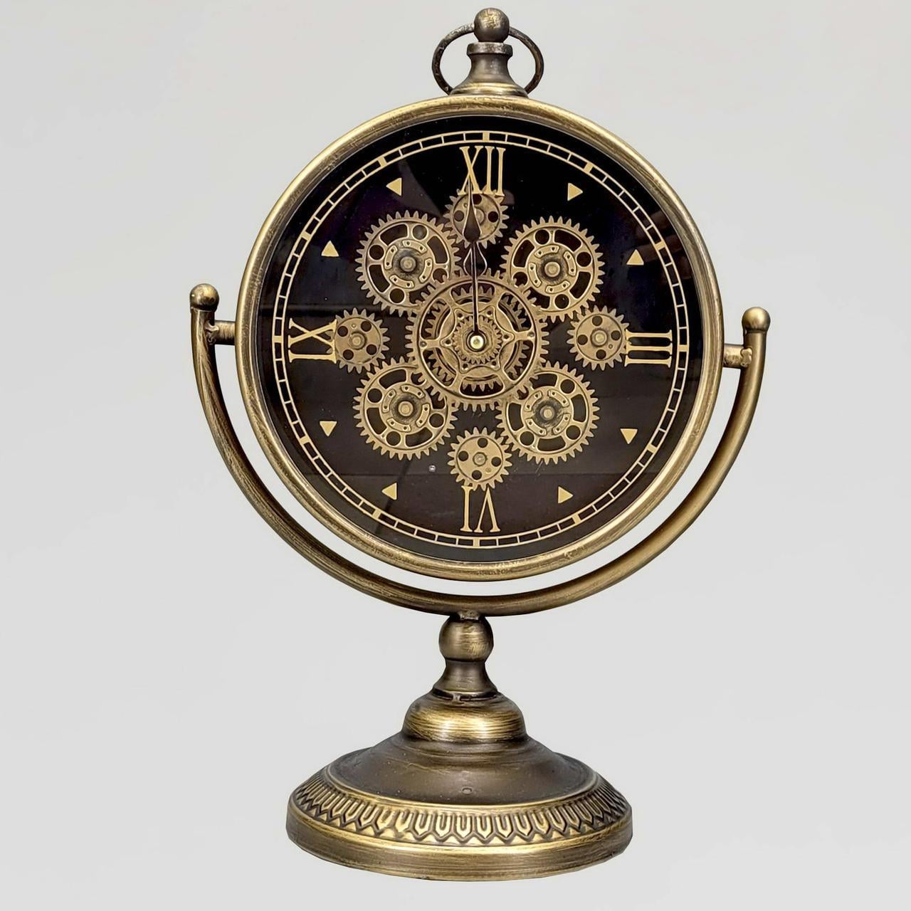 Годинник настільний безшумний OV-0075 43х31 см металевий з відкритими шестернями/колещатками під старину (2861666970)