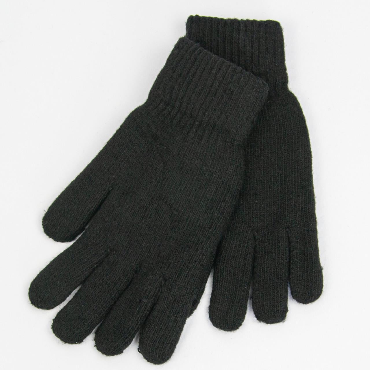 Двойные мужские вязаные перчатки зимние шерстяные 21-5-27 универсальный размер Черный (DR007667)