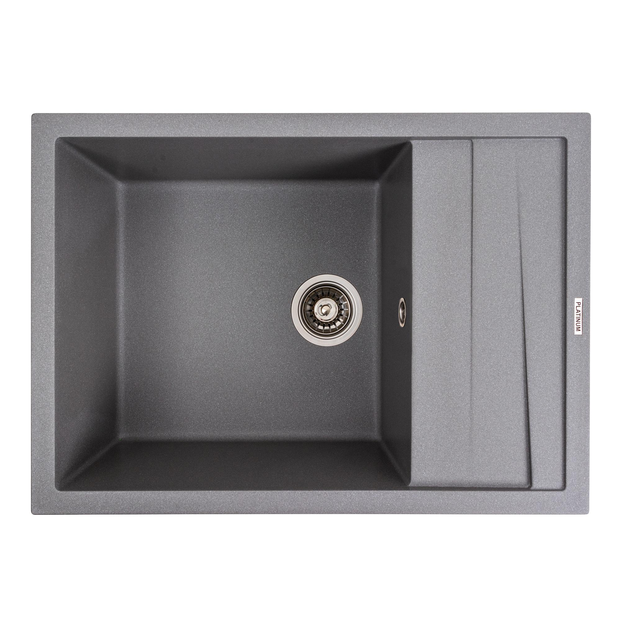 Мийка кухонна Platinum PLS-A42103 гранітна прямокутна 700x500 мм Сірий (25969696)
