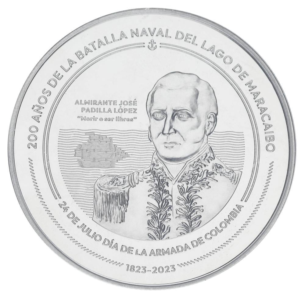 Коллекционная монета Колумбия 10000 песо 2023 UNC Памятная - Битва на озере Маракайбо Парусник Корабль (М19112)