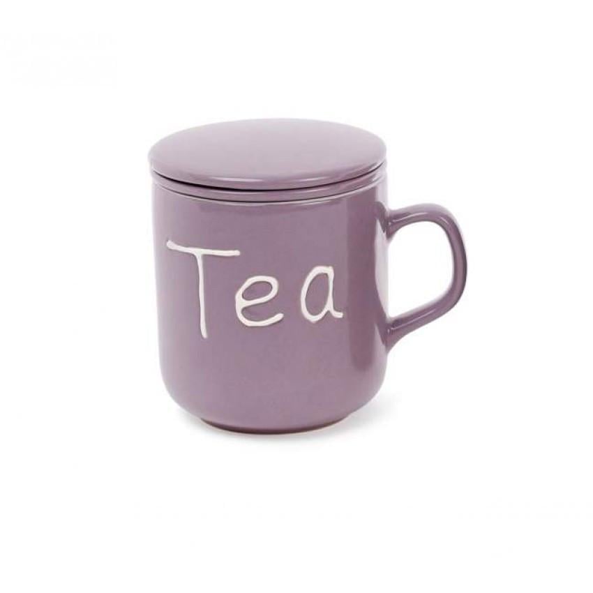Чашка-заварник BonaDi "Tea" керамическая с крышкой и фильтром 290 мл Фиолетовый (593-258)