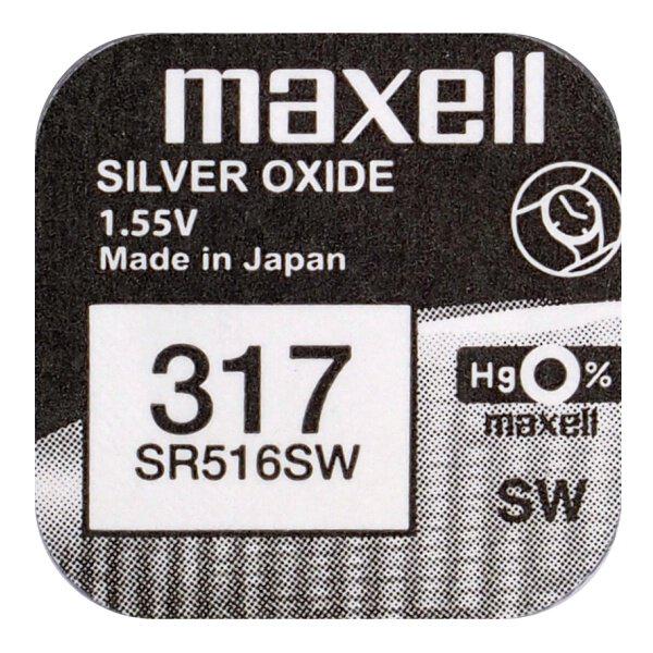 Батарейка годинникова срібно-цинкова Maxell 317 SR516SW 1,55V блістер 1 шт. (3258)