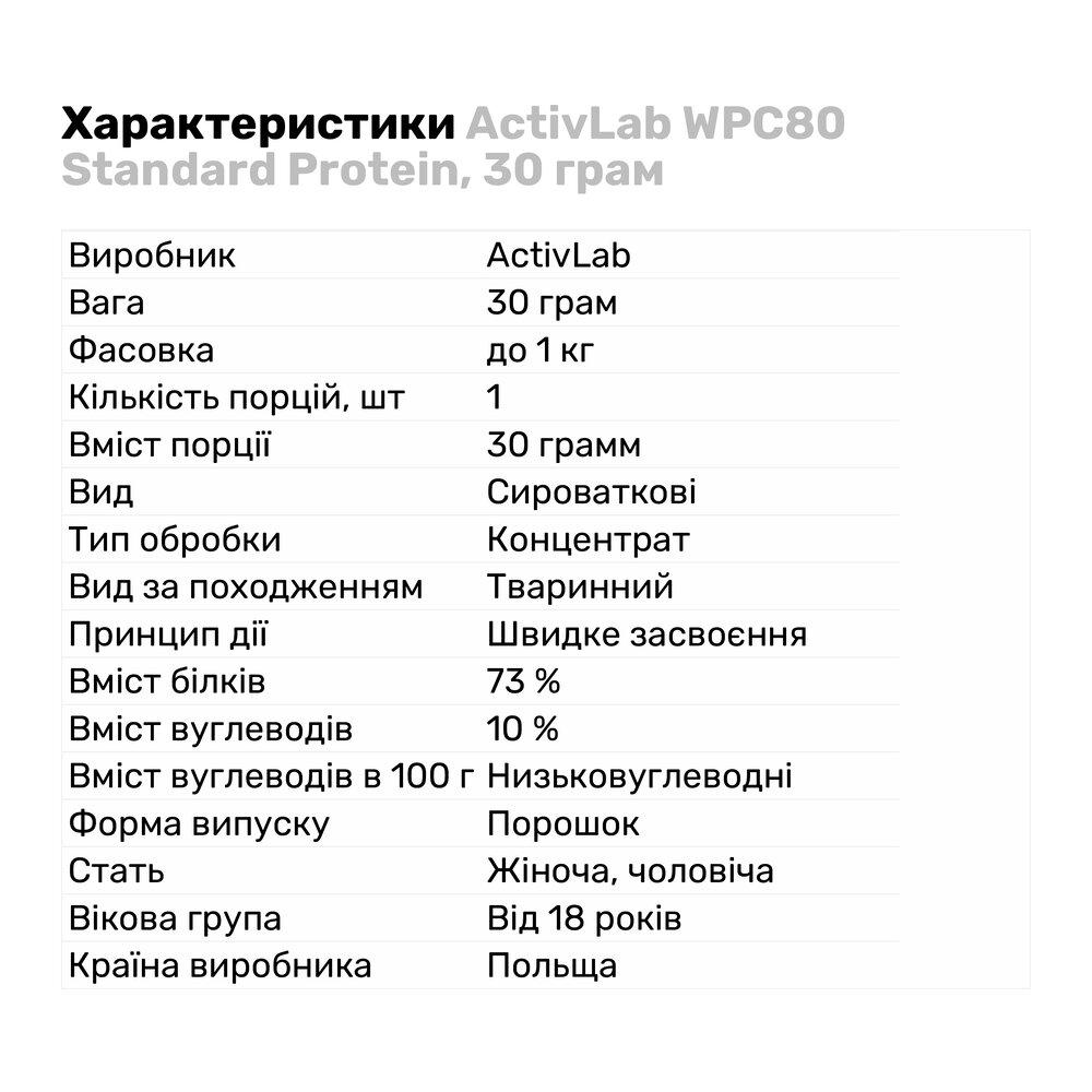 Протеїн ActivLab WPC80 Standard 30 г Ваніль (1817V2904) - фото 2