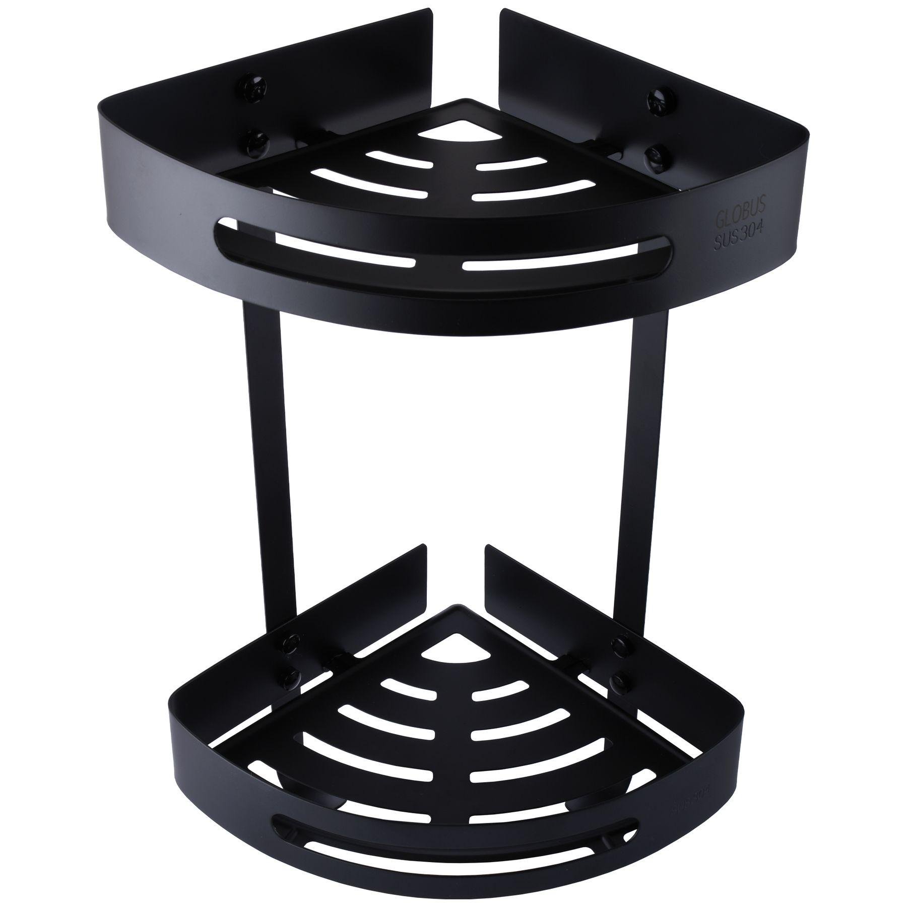 Полиця настінна металева Globus Lux BQ9422 000021393 2-ох ярусна кутова Чорний (103548)