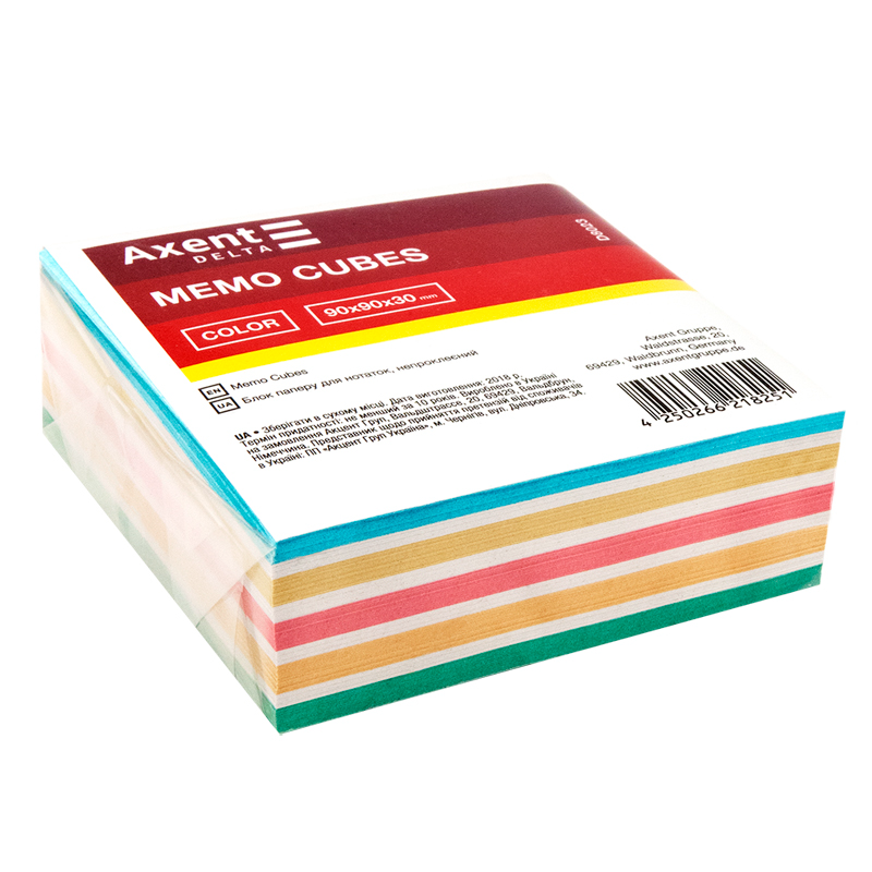 Бумага для заметок Axent Delta Color 90х90х30 мм D8023 непроклееная (4250266218251)