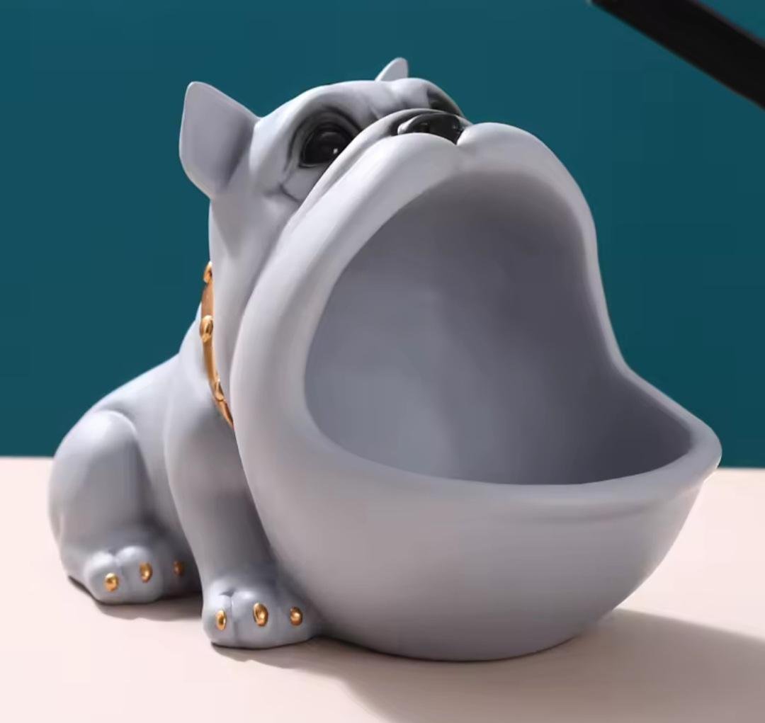 Статуетка ключниця-цукерниця Бульдог 19 см Сірий