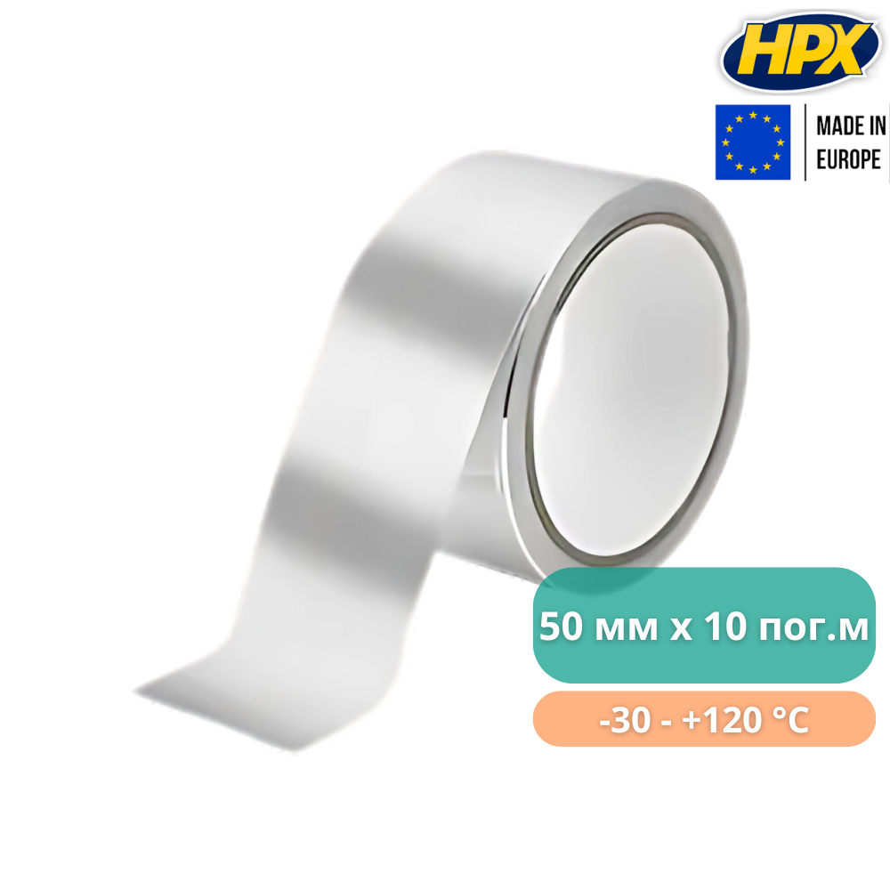Лента клейкая высокотемпературная алюминиевая 40 микрон HPX 120°С 50 мм x 10 м (5010) - фото 2