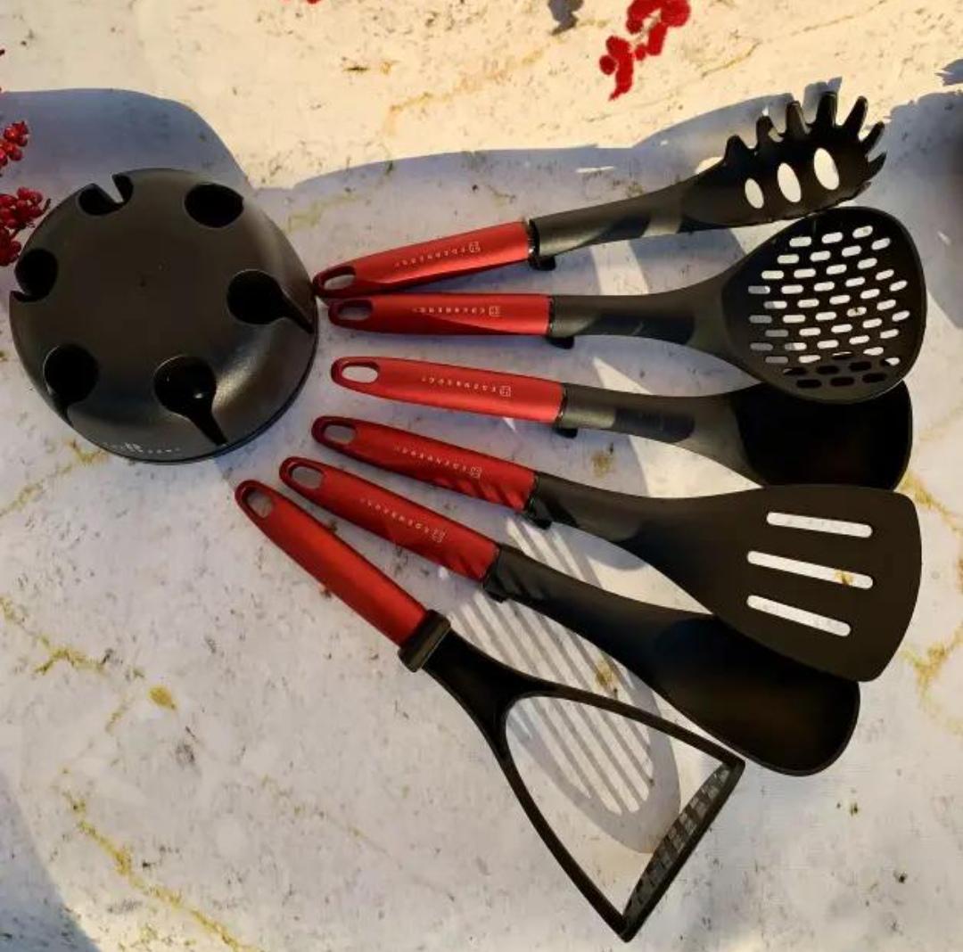 Набір кухонного приладдя Edenberg із нейлону на підставці 7 пр. Червоний (EB-3607) - фото 5