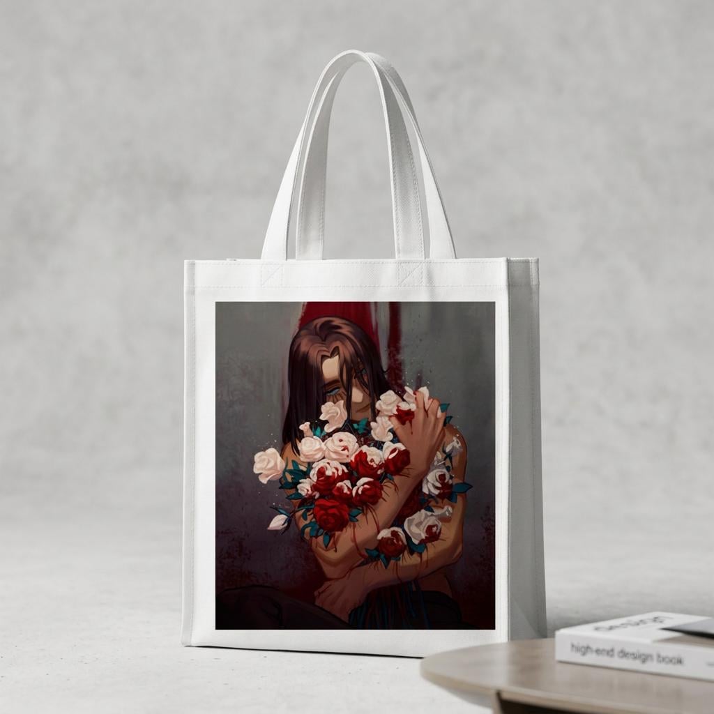 Сумка-шопер Attack on Titan Ерен Єгер з льону Білий (11425)